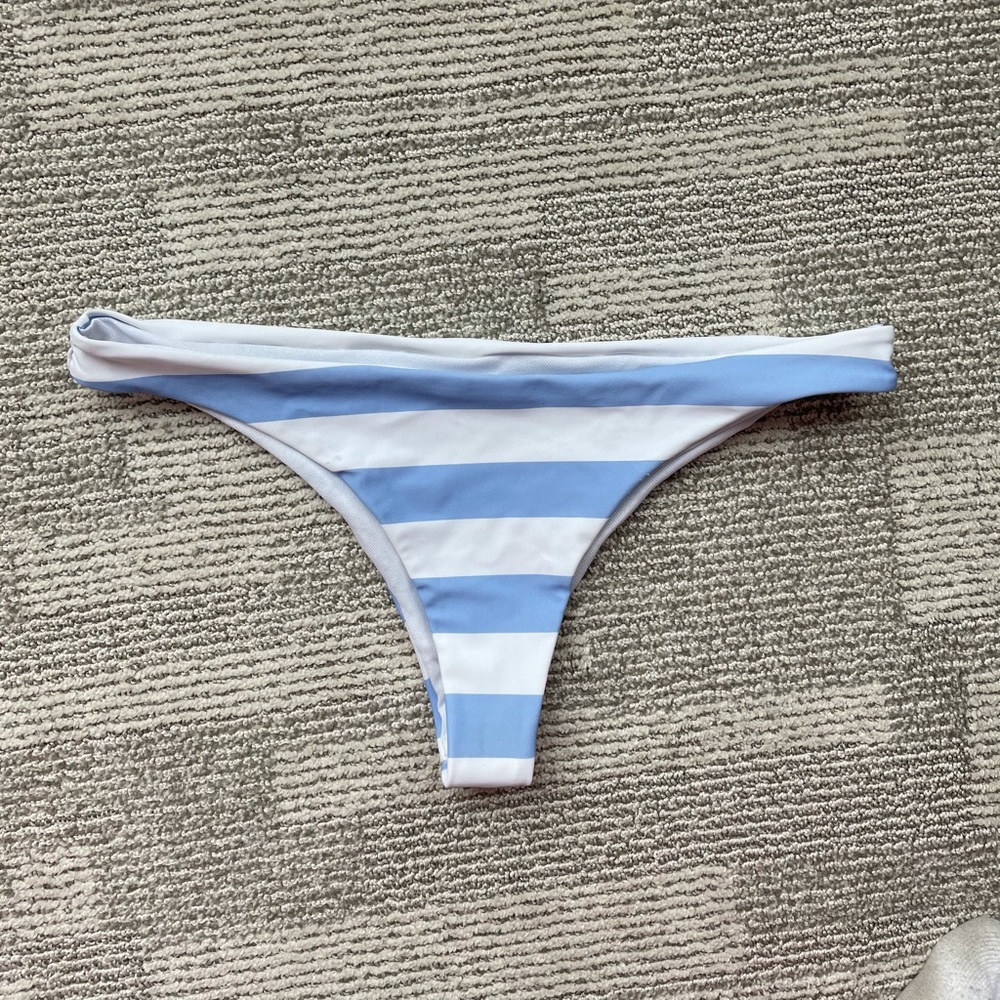 Shein blue and white stripped bikini bottom